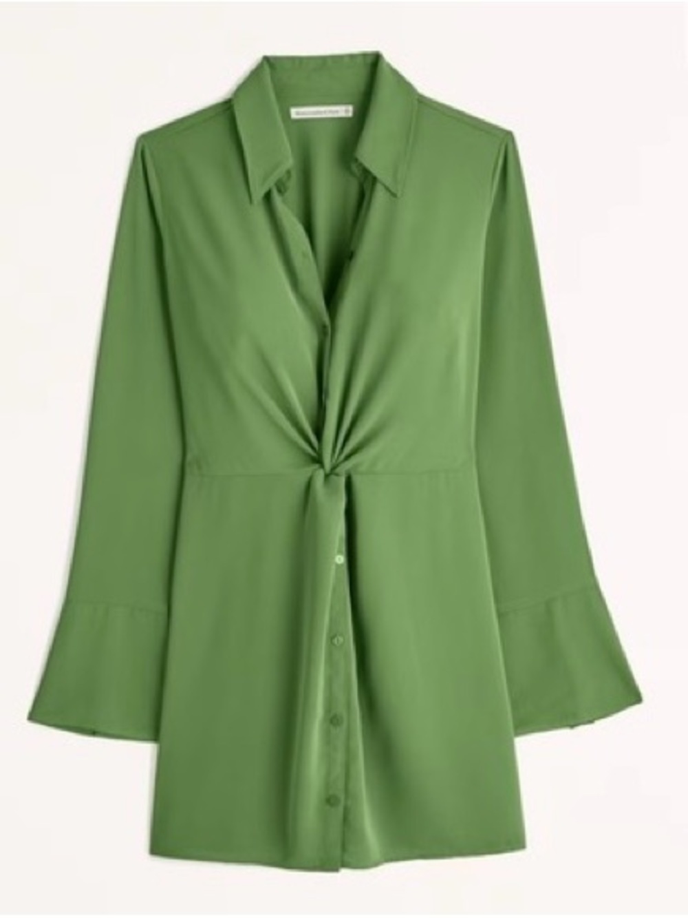Abercrombie & Fitch Olive Green Twist-Front Shirt Dress